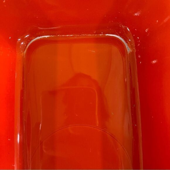 Jeanette Red Refrigerator Dish with Scalloped Lid. - Picture 2 of 5